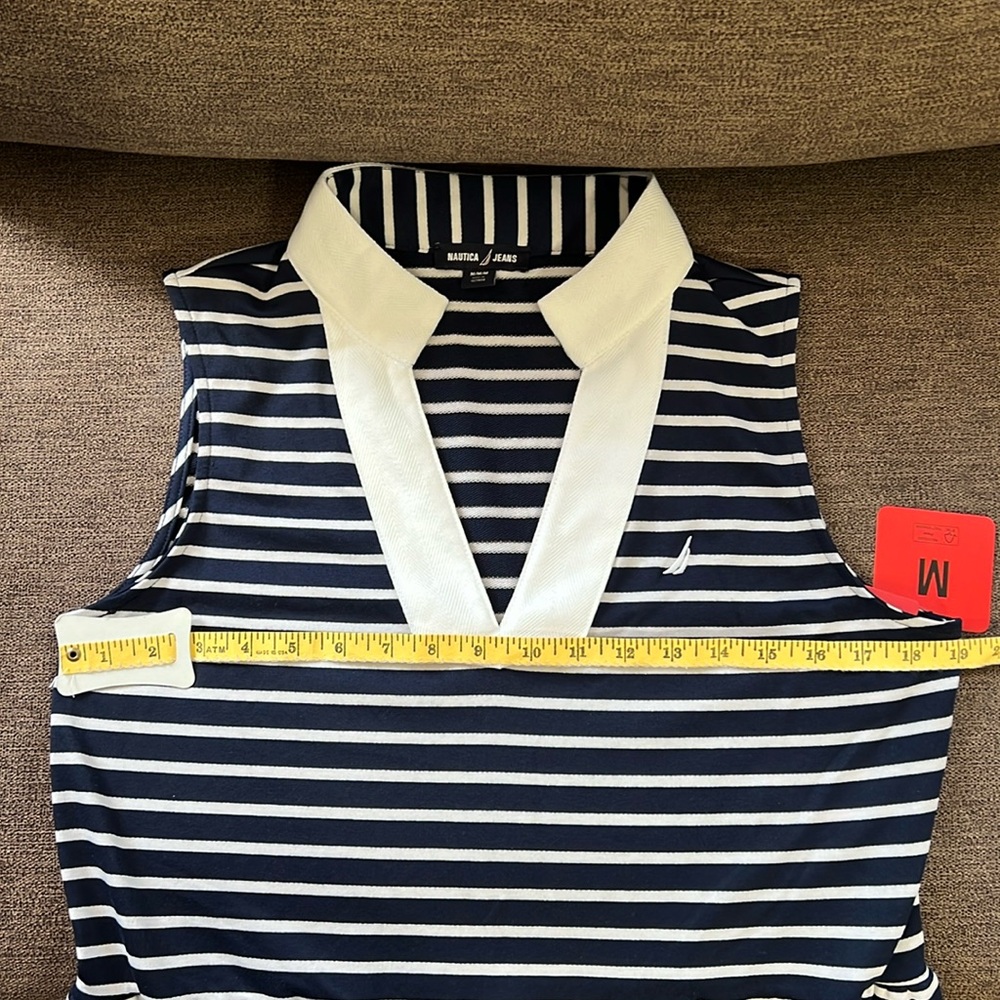 New Nautica Brand Dress with Pockets Size Medium in Navy and White - Picture 7 of 14